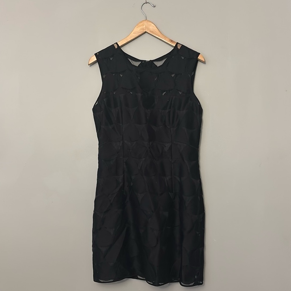 Milly Of New York Black Geometric Overlay Mini Shift Dress 10 Classic